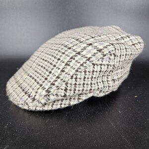 Jacob Collection Hat Cap Fitted Mens Medium Wool Houndstooth British Houndstooth